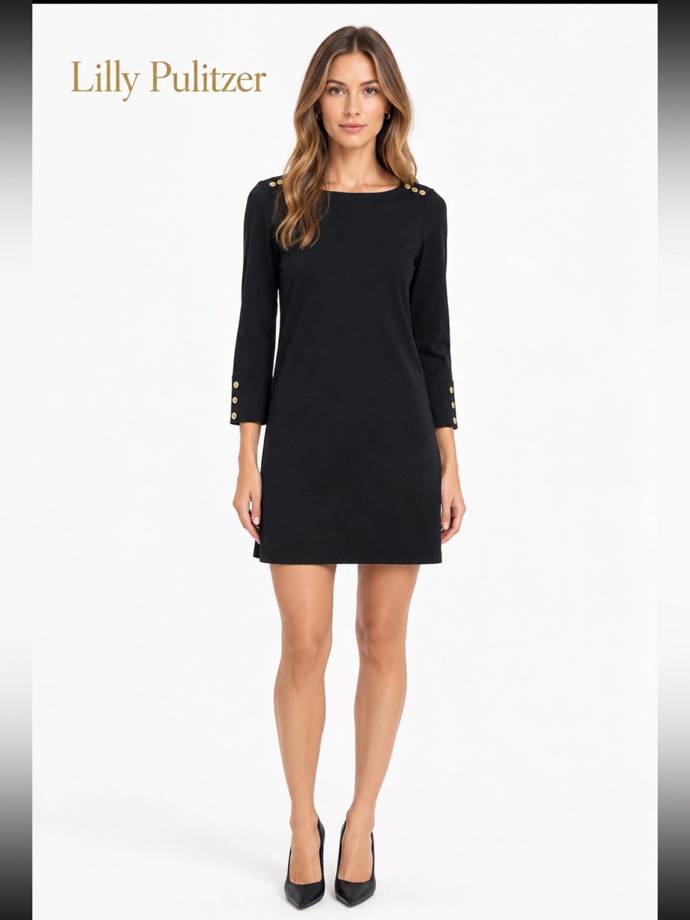 LILLY PULITZER, the black golden buttons dress!